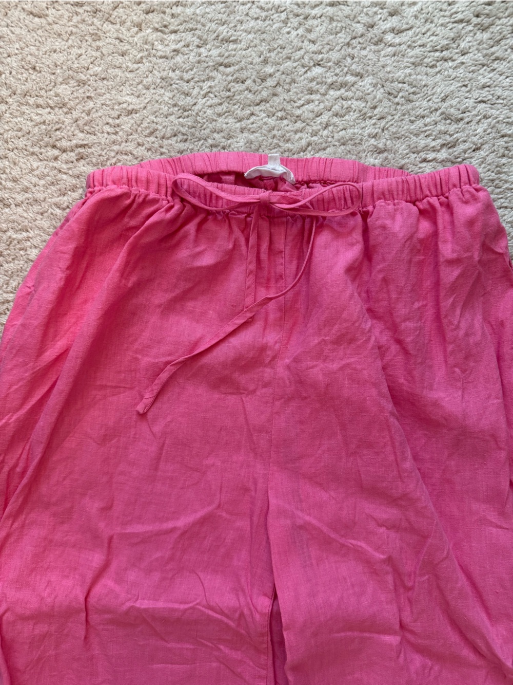 Anthropologie Hot Pink Wide-Leg Linen Pants